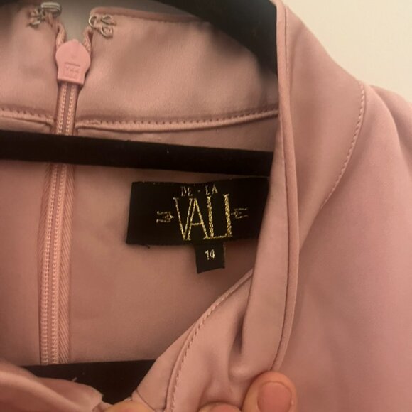 De La Vali Limousine feather-trim dress Pink satin size us 10 - Picture 7 of 7